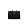 HERMÈS MASTER  BLACK SHINY NILOTICUS LIZARD KELLY POCHETTE GOLD HARDWARE (22*14*7cm) 