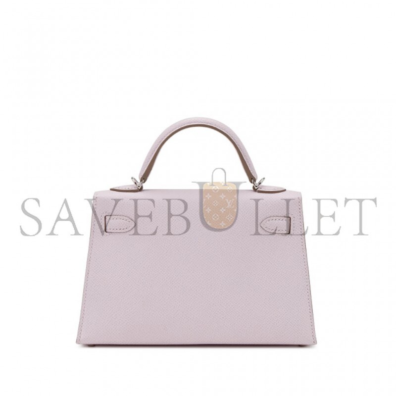HERMÈS MASTER MAUVE PALE EPSOM MINI KELLY SELLIER 20 PALLADIUM HARDWARE (19*12*5.5cm) 