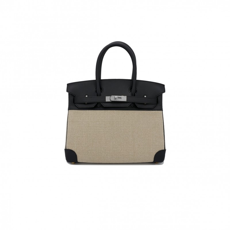 HERMÈS MASTER BIRKIN 30 BLACK SWIFT CANVAS SILVER BUCKLE H082686CKA5 (30*23*15cm)