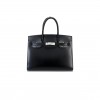 HERMÈS BIRKIN 30 BOX LEATHER BLACK SILVER BUCKLE H029281CK89 (30*22*15cm)