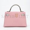 HERMÈS MINI KELLY II GOATSKIN CHERRY BLOSSOM PINK MILKSHAKE PLATINUM BUCKLE (19*12*5.5cm) 