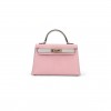 HERMÈS MINI KELLY II GOATSKIN CHERRY BLOSSOM PINK MILKSHAKE PLATINUM BUCKLE (19*12*5.5cm) 