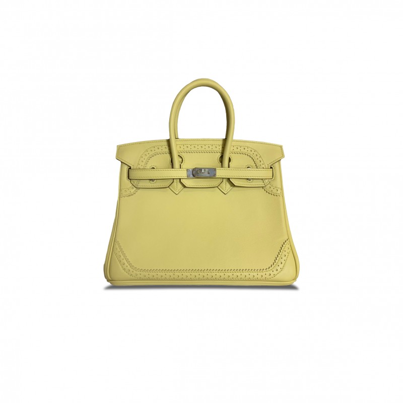 HERMÈS MASTER BIRKIN 25 CHICK YELLOW SILVER BUCKLE H082653CK13 (25*20*13cm)