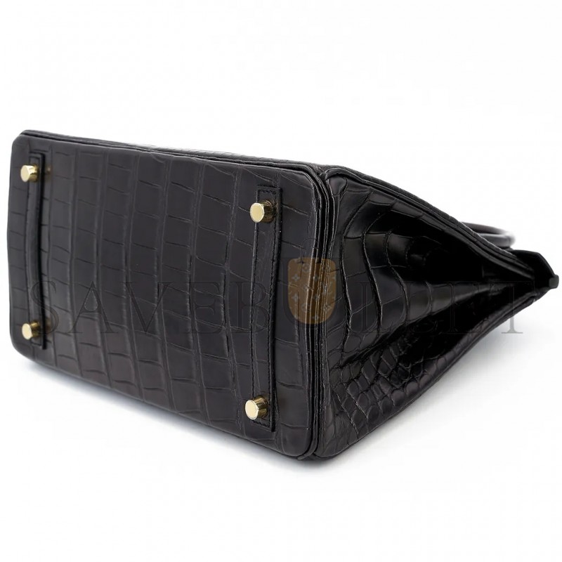 HERMÈS MASTER BIRKIN 25 CROCODILE LEATHER BLACK GOLD BUCKLE H041354CK28 (25*20*13cm)