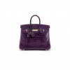 HERMÈS MASTER BIRKIN 25 CROCODILE LEATHER PURPLE BAG GOLD BUCKLE H041354CK37 (25*20*13cm)