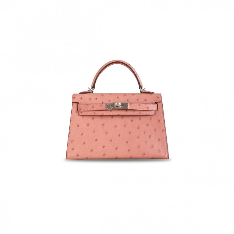 HERMÈS MASTER MINI KELLY II OSTRICH SKIN BUBBLE POWDER (19*12*5.5cm) 