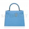 HERMÈS KELLY SELLIER 25 BAG BLUE CELESTE PALLADIUM EPSOM LEATHER (25*17*7cm) 