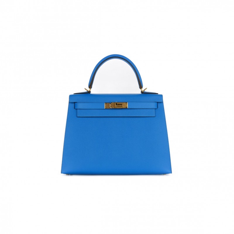 HERMÈS KELLY 25 BLEU HYDRA EPSOM SELLIER GOLD HARDWARE (25*17*7cm) 