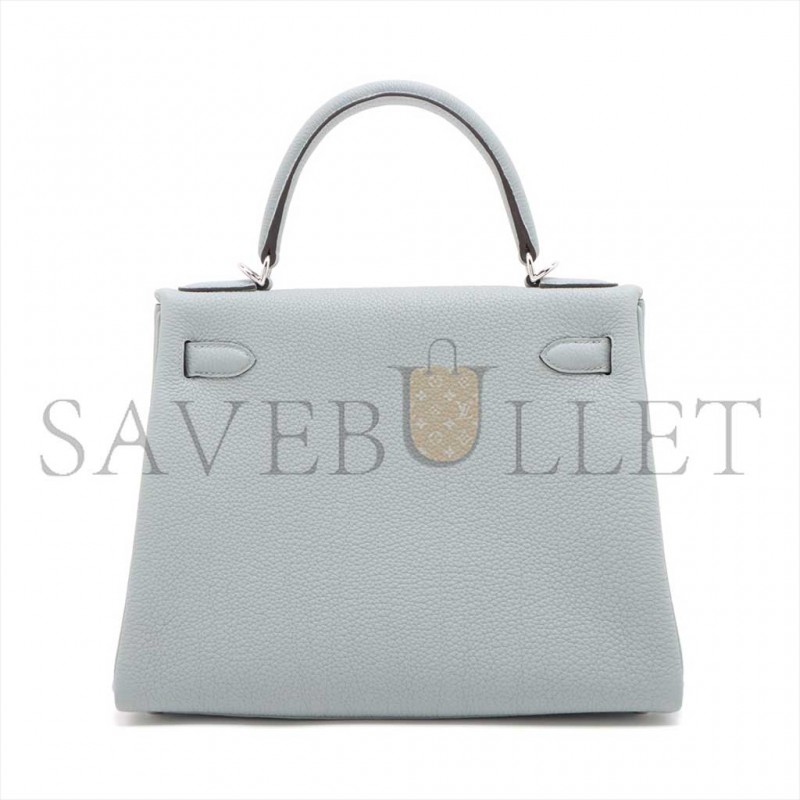HERMÈS KELLY 28 TOGO BLUE GLACIER SILVER METAL FITTINGS (28*22*10cm) 