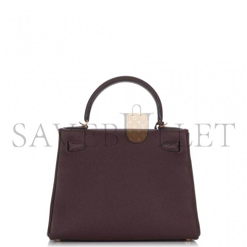HERMÈS CHOCOLATE TOGO KELLY 28 RETOURNE GOLD HARDWARE (28*22*10cm) 