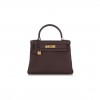 HERMÈS CHOCOLATE TOGO KELLY 28 RETOURNE GOLD HARDWARE (28*22*10cm) 