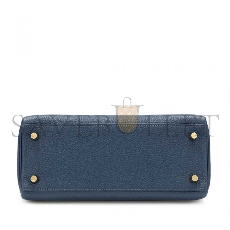 HERMÈS MASTER BLUE TOGO RETOURNE KELLY 25 GOLD HARDWARE (25*17*7cm) 