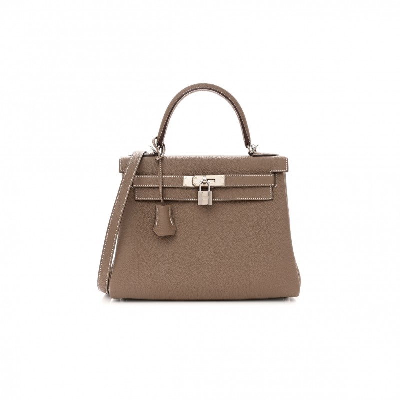 HERMÈS TOGO KELLY RETOURNE 28 ETOUPE (28*22*10cm) 