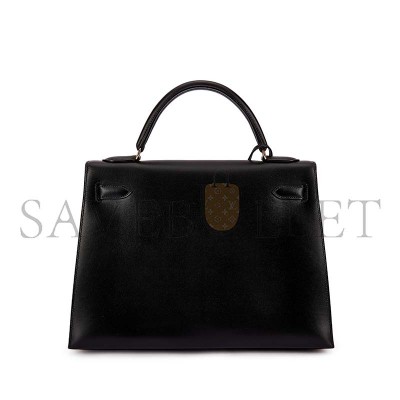 HERMÈS VINTAGE BLACK BOX KELLY 32 GOLD HARDWARE (32*23*10.5cm) 