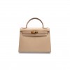 HERMÈS KELLY 28 BOX TRENCH COAT GREY GOLD BUTTONS (28*22*10cm) 