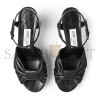 JIMMY CHOO HELOISE 80 BLACK VINTAGE METALLIC LEATHER PLATFORM SANDALS HELOISE80BYK