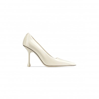 JIMMY CHOO IXIA 95 LATTE PATENT LEATHER PUMPS IXIA95PAT