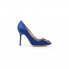 MANOLO BLAHNIK HANGISI BLUE SATIN JEWEL BUCKLE PUMPS 9XX-0664-0049 MANOLO BLAHNIK HANGISI BLUE SATIN JEWEL BUCKLE PUMPS 9XX-0664-0049