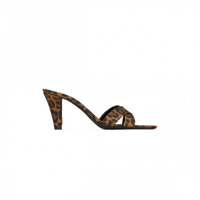 YSL JILL MULES IN LEOPARD GROSGRAIN 825270AAESW2094 YSL JILL MULES IN LEOPARD GROSGRAIN 825270AAESW2094