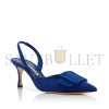 MANOLO BLAHNIK MAYSLI BLUE SUEDE BUCKLE DETAIL SLINGBACK PUMPS 219-0182-0035 MANOLO BLAHNIK MAYSLI BLUE SUEDE BUCKLE DETAIL SLINGBACK PUMPS 219-0182-0035
