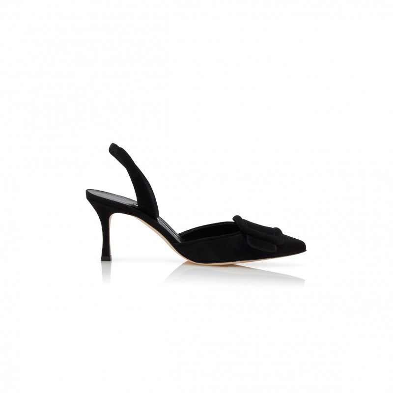 MANOLO BLAHNIK MAYSLI BLACK SUEDE SLINGBACK PUMPS 219-0182-0012 MANOLO BLAHNIK MAYSLI BLACK SUEDE SLINGBACK PUMPS 219-0182-0012