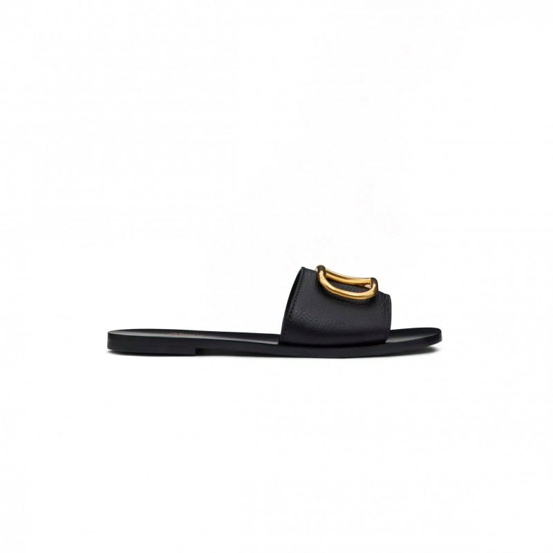 VALENTINO VLOGO SIGNATURE SLIDE SANDAL IN GRAINY COWHIDE WITH ACCESSORY 5W2S0M21HWS_0NO VALENTINO VLOGO SIGNATURE SLIDE SANDAL IN GRAINY COWHIDE WITH ACCESSORY 5W2S0M21HWS_0NO