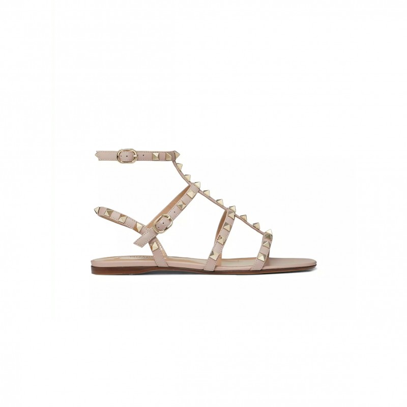 VALENTINO ROCKSTUD FLAT CALFSKIN SANDAL WITH STRAPS 5W2S0A05VOD_P45 VALENTINO ROCKSTUD FLAT CALFSKIN SANDAL WITH STRAPS 5W2S0A05VOD_P45