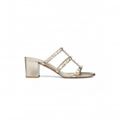 VALENTINO ROCKSTUD METALLIC CALFSKIN LEATHER SLIDE SANDAL 60MM 5W2S0C47JXH_S69