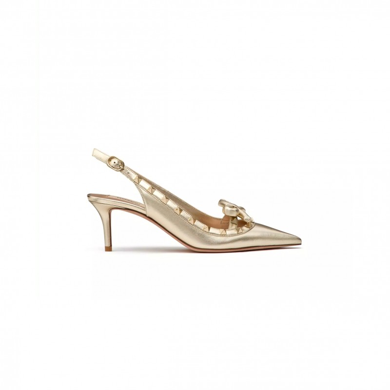 VALENTINO ROCKSTUD BOW SLINGBACK PUMPS IN LAMINATED NAPPA LEATHER AND 60MM TONE STUDS 5W2S0IB8VVP_R16 VALENTINO ROCKSTUD BOW SLINGBACK PUMPS IN LAMINATED NAPPA LEATHER AND 60MM TONE STUDS 5W2S0IB8VVP_R16