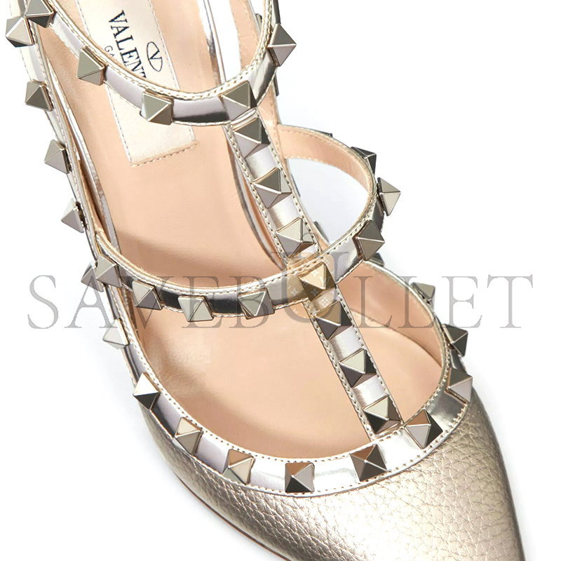 VALENTINO ROCKSTUD METALLIC ANKLE STRAP PUMP 100MM 5W2S0393NNF_S69 VALENTINO ROCKSTUD METALLIC ANKLE STRAP PUMP 100MM 5W2S0393NNF_S69