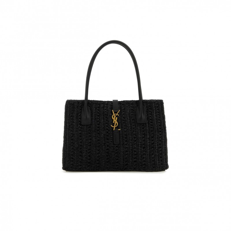 YSL RAFFIA PANIER RECTANGLE TOTE BLACK 741199GAADO (29*21*9cm)