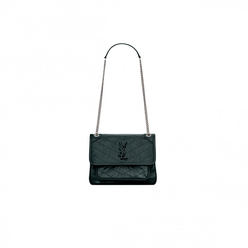 YSL NIKI BABY CHAIN BAG IN CRINKLED VINTAGE LEATHER 633151366940 (21*16*7.5cm)