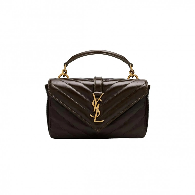 YSL COLLEGE MINI IN CRINKLED VINTAGE LEATHER 779430541085 (20*13*3cm)