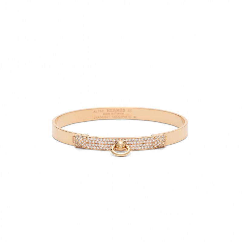 HERMÈS AN 18K ROSE GOLD & DIAMOND COLLIER DE CHIEN BRACELET 
