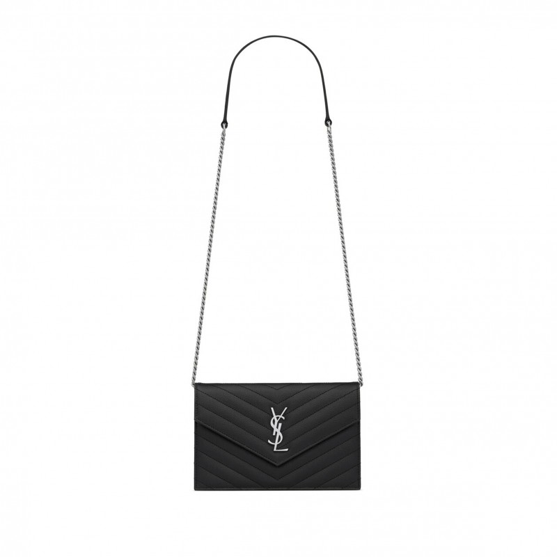 YSL CASSANDRE ENVELOPE CHAIN WALLET IN GRAIN DE POUDRE LEATHER 742920BOW021000 (19*12.5*3.5cm) YSL CASSANDRE ENVELOPE CHAIN WALLET IN GRAIN DE POUDRE LEATHER 742920BOW021000 (19*12.5*3.5cm)