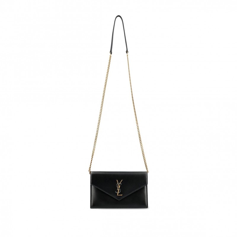 YSL CASSANDRE ENVELOPE CHAIN WALLET IN SMOOTH LEATHER 743050AAB4K1025 (19*12.5*3.5cm)