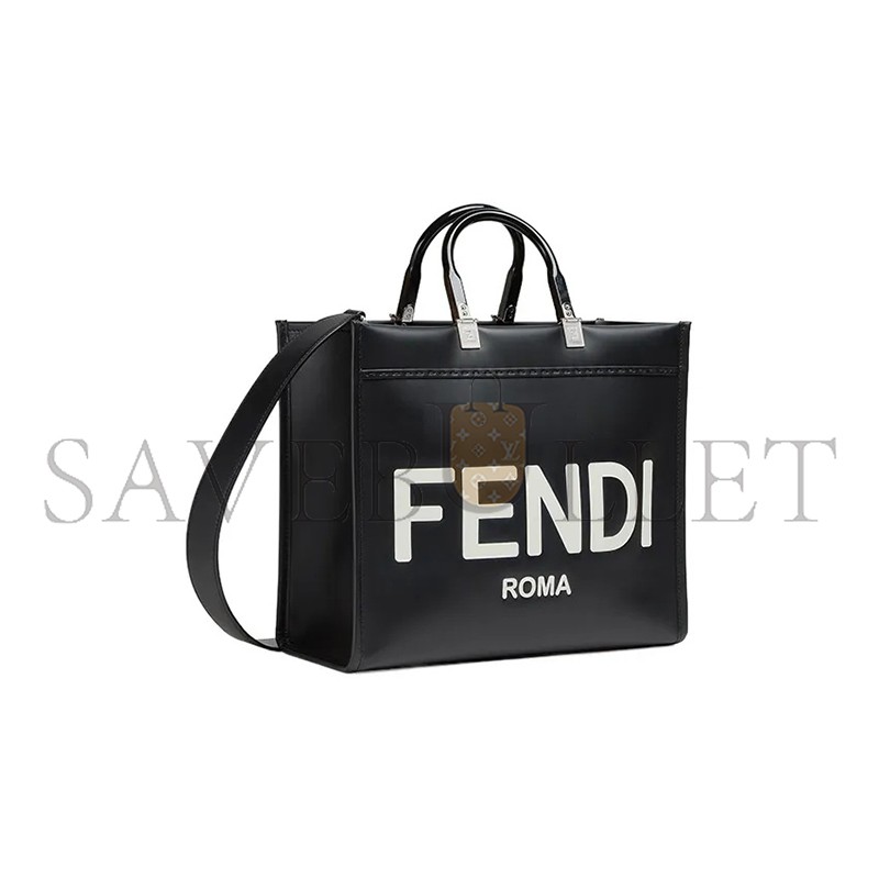 FENDI SUNSHINE MEDIUM BLACK LEATHER TOTE BAG 8BH386ABVLF1DG7 (35*31*17cm)