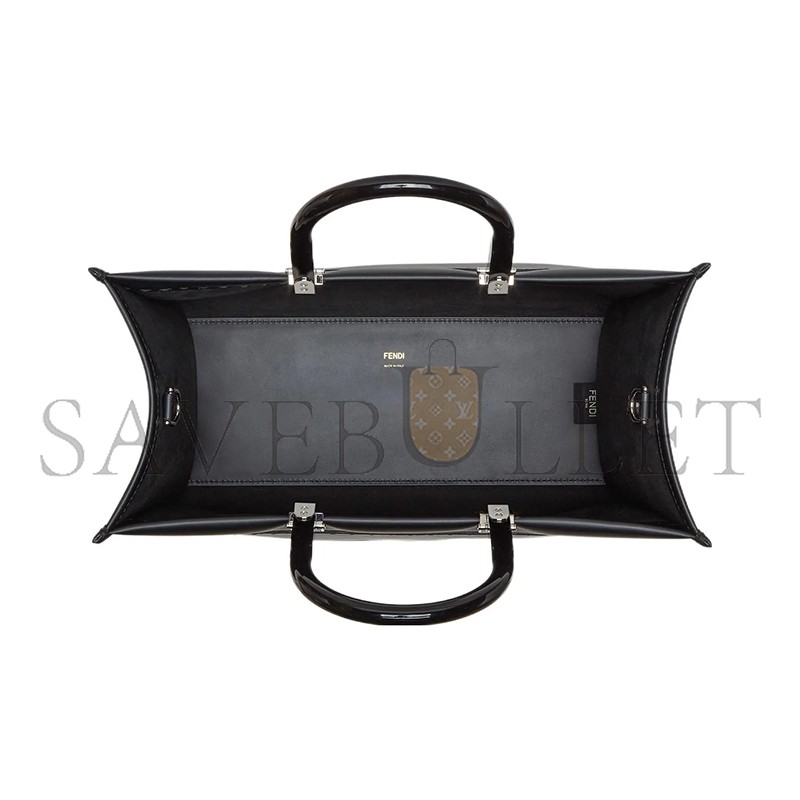 FENDI SUNSHINE MEDIUM BLACK LEATHER TOTE BAG 8BH386ABVLF1DG7 (35*31*17cm)