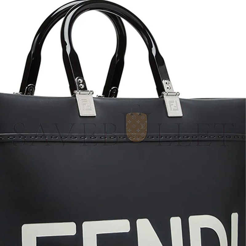 FENDI SUNSHINE MEDIUM BLACK LEATHER TOTE BAG 8BH386ABVLF1DG7 (35*31*17cm)