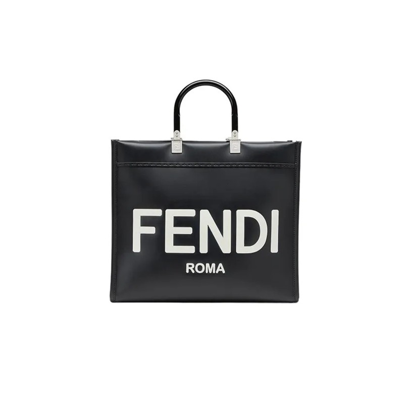 FENDI SUNSHINE MEDIUM BLACK LEATHER TOTE BAG 8BH386ABVLF1DG7 (35*31*17cm)