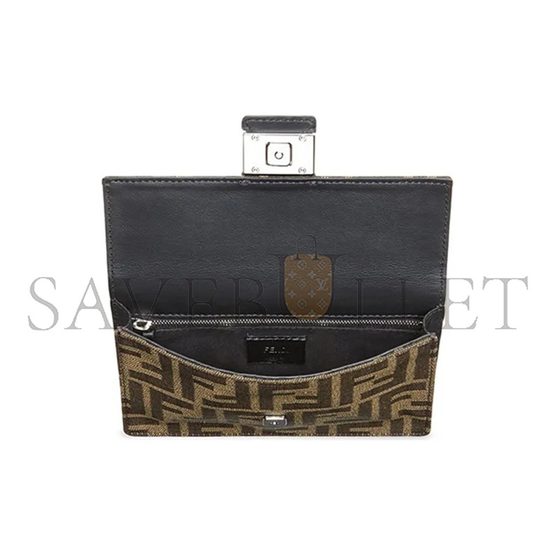 FENDI BAGUETTE CONVERTIBLE POUCH ZUCCA CANVAS BROWN 7M0295A9ZLF0L3T (17*10*2cm)
