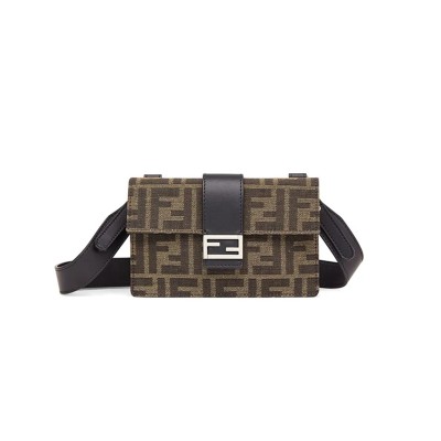 FENDI BAGUETTE CONVERTIBLE POUCH ZUCCA CANVAS BROWN 7M0295A9ZLF0L3T (17*10*2cm)