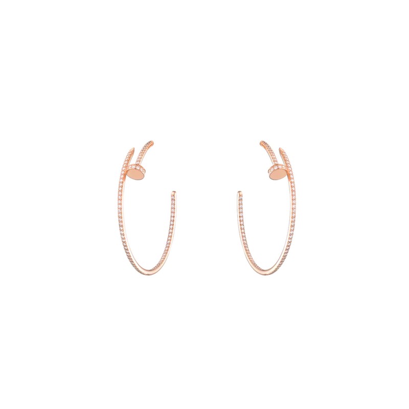 CARTIER JUSTE UN CLOU HOOP EARRINGS LARGE MODEL PAVED N8515009