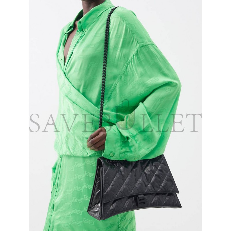 BALENCIAGA BLACK CRUSH M QUILTED CREASED LEATHER SHOULDER BAG  MATCHESFASHION US (30.9*20.3*11.4cm)