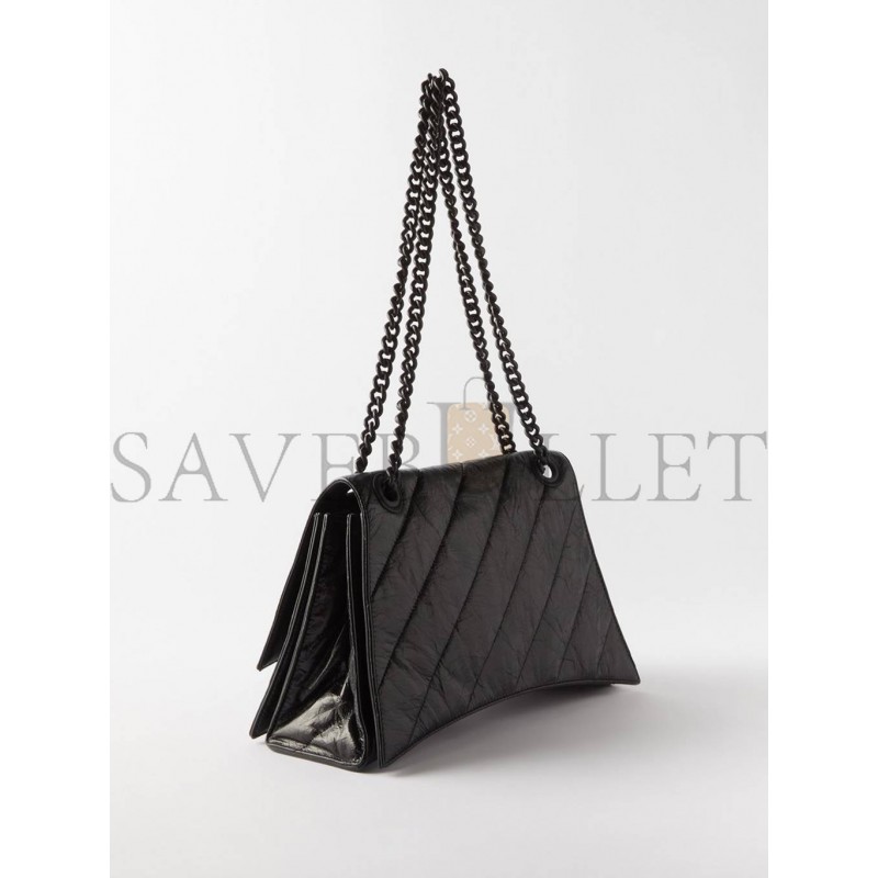BALENCIAGA BLACK CRUSH M QUILTED CREASED LEATHER SHOULDER BAG  MATCHESFASHION US (30.9*20.3*11.4cm)