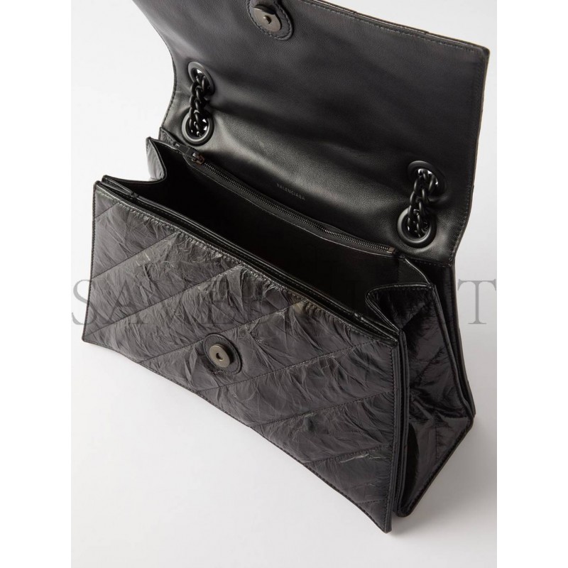 BALENCIAGA BLACK CRUSH M QUILTED CREASED LEATHER SHOULDER BAG  MATCHESFASHION US (30.9*20.3*11.4cm)