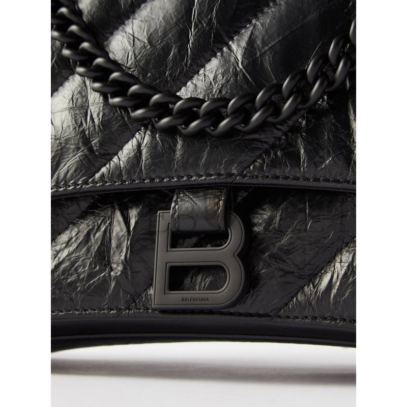 BALENCIAGA BLACK CRUSH M QUILTED CREASED LEATHER SHOULDER BAG  MATCHESFASHION US (30.9*20.3*11.4cm)