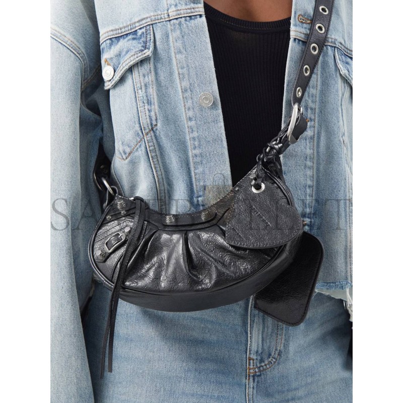 BALENCIAGA BLACK CAGOLE XS LEATHER SHOULDER BAG  MATCHESFASHION US (24*13.5*5.4cm)