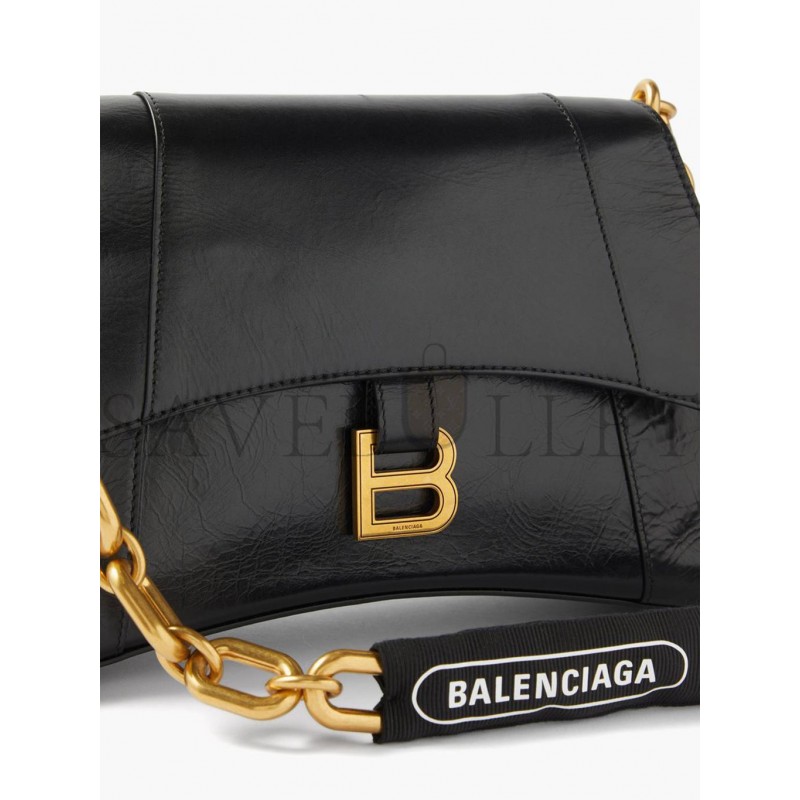 BALENCIAGA BLACK DOWNTOWN S CHAIN-HANDLE LEATHER SHOULDER BAG MATCHESFASHION US (28.5*17.5*10.1cm)