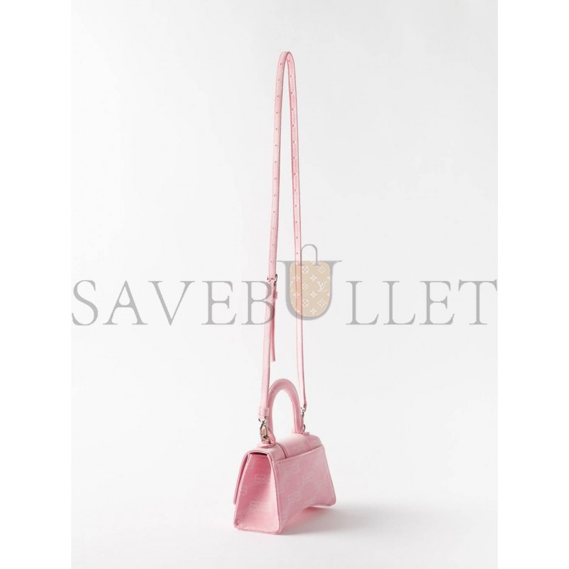 BALENCIAGA PINK HOURGLASS XS LOGO-PRINT DENIM CROSS-BODY BAG MATCHESFASHION US (19*12.1*8.1cm)